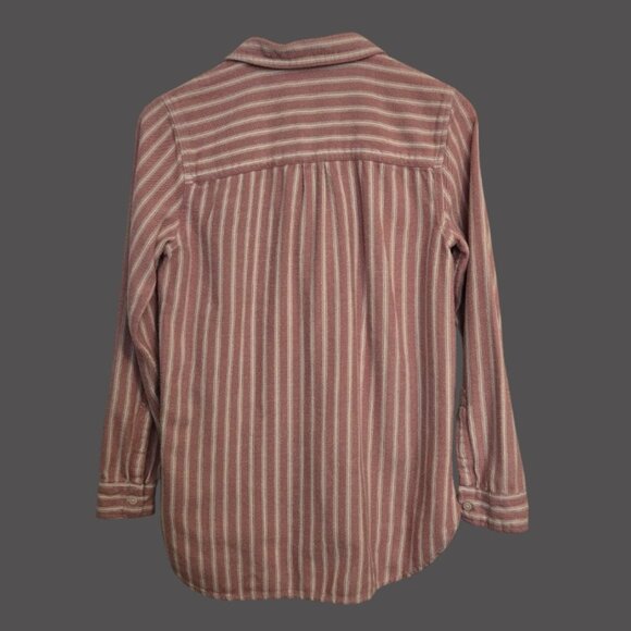 MADEWELL Flannel Classic Ex-Boyfriend Shirt Craig Stripe Women’s Small Pink Rose - Picture 3 of 6